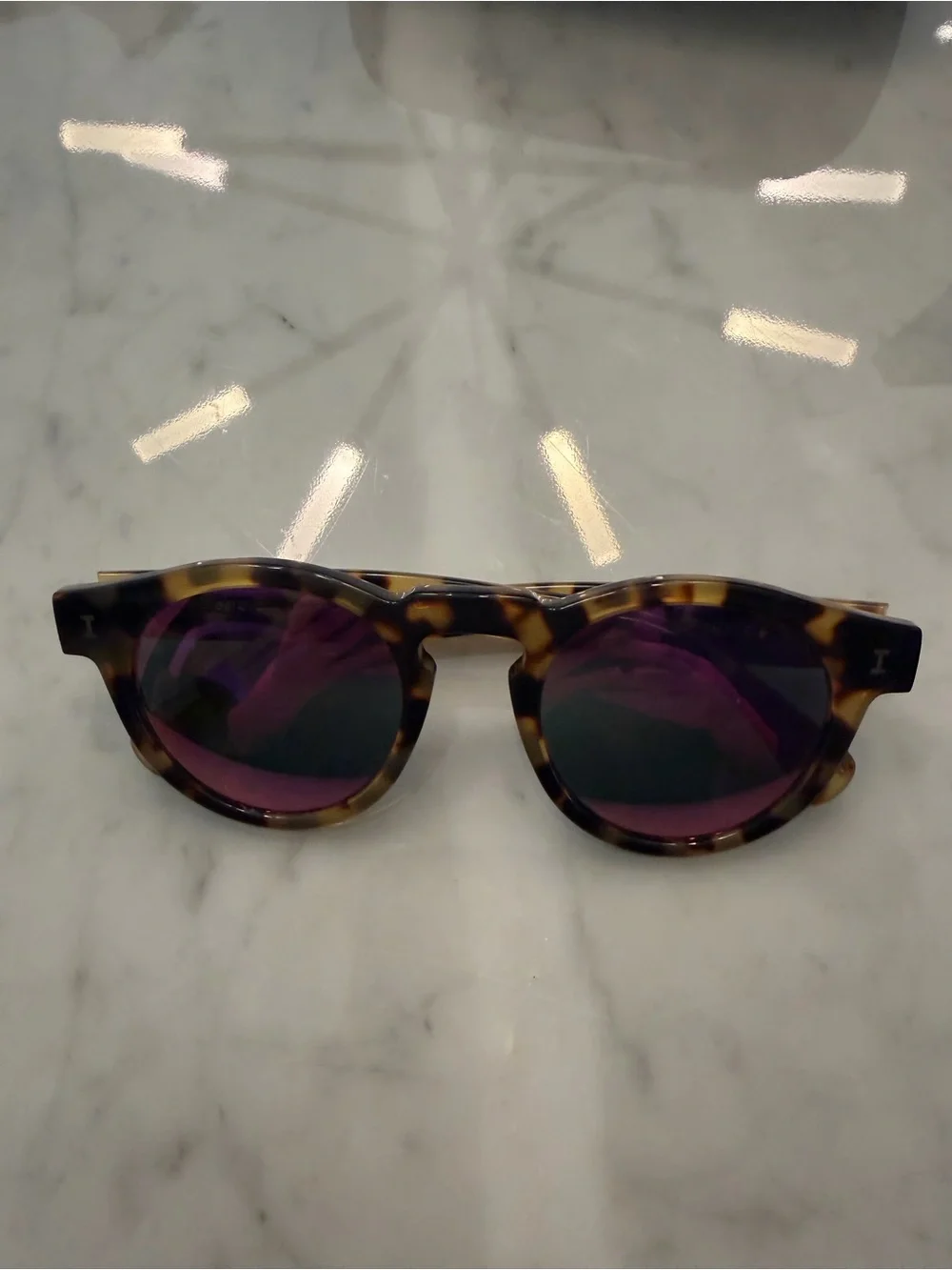 Illesteva Tortoiseshell Sunglasses with Purple Lenses